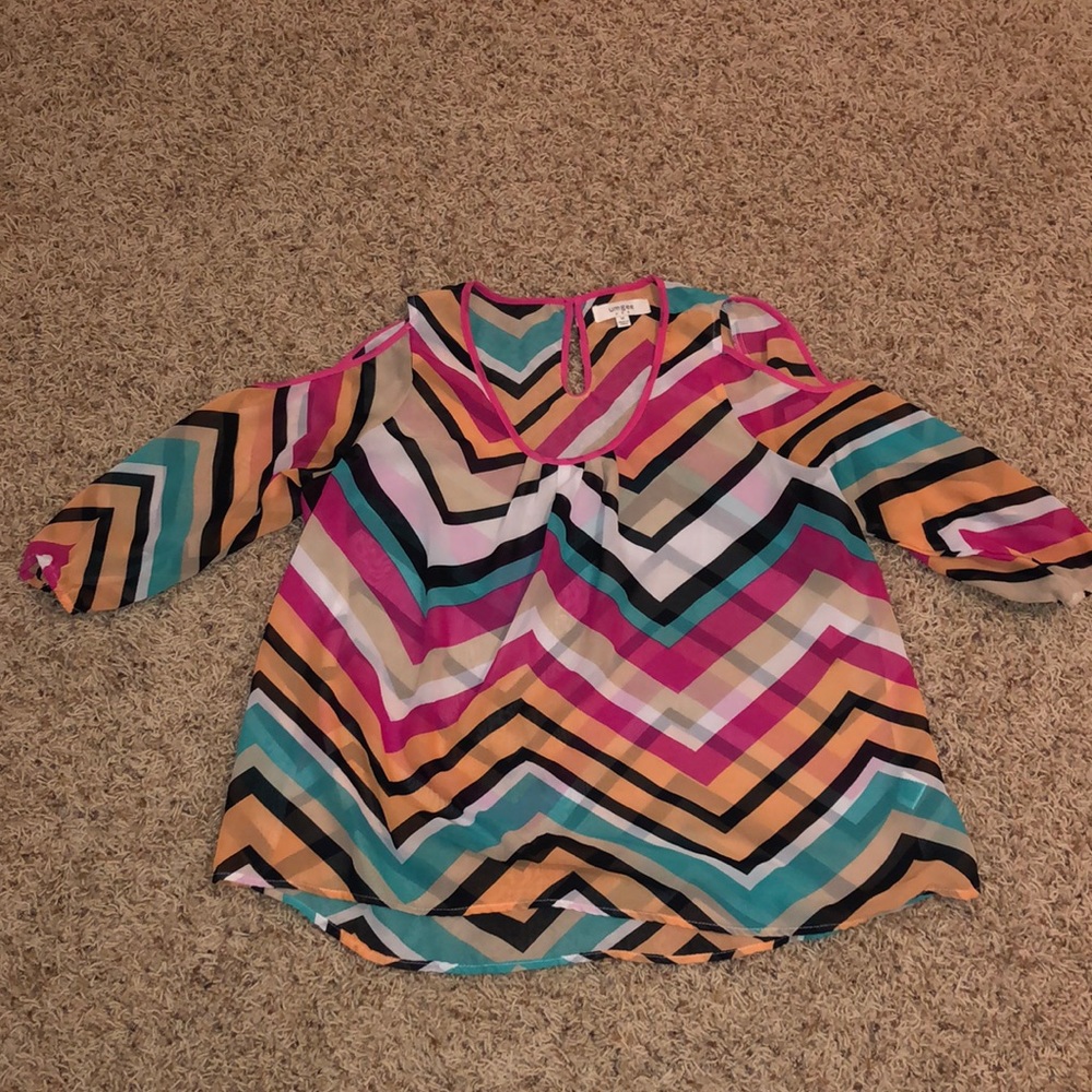 Quarter Sleeve Cold Shoulder Blouse